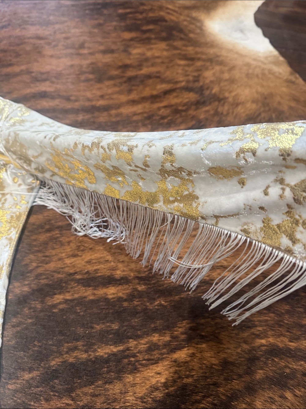 Ranch Dress’n GOLD GILDED VELVET WITH FRINGE PERFORMANCE RODEO SHIRT - Picture 4 of 7